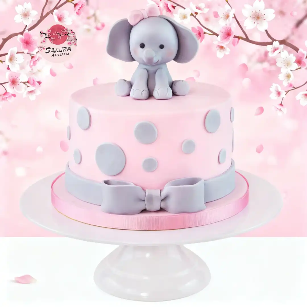 Torta baby shower rosa elefante