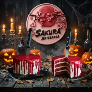 postre Cuchillo red velvet Halloween