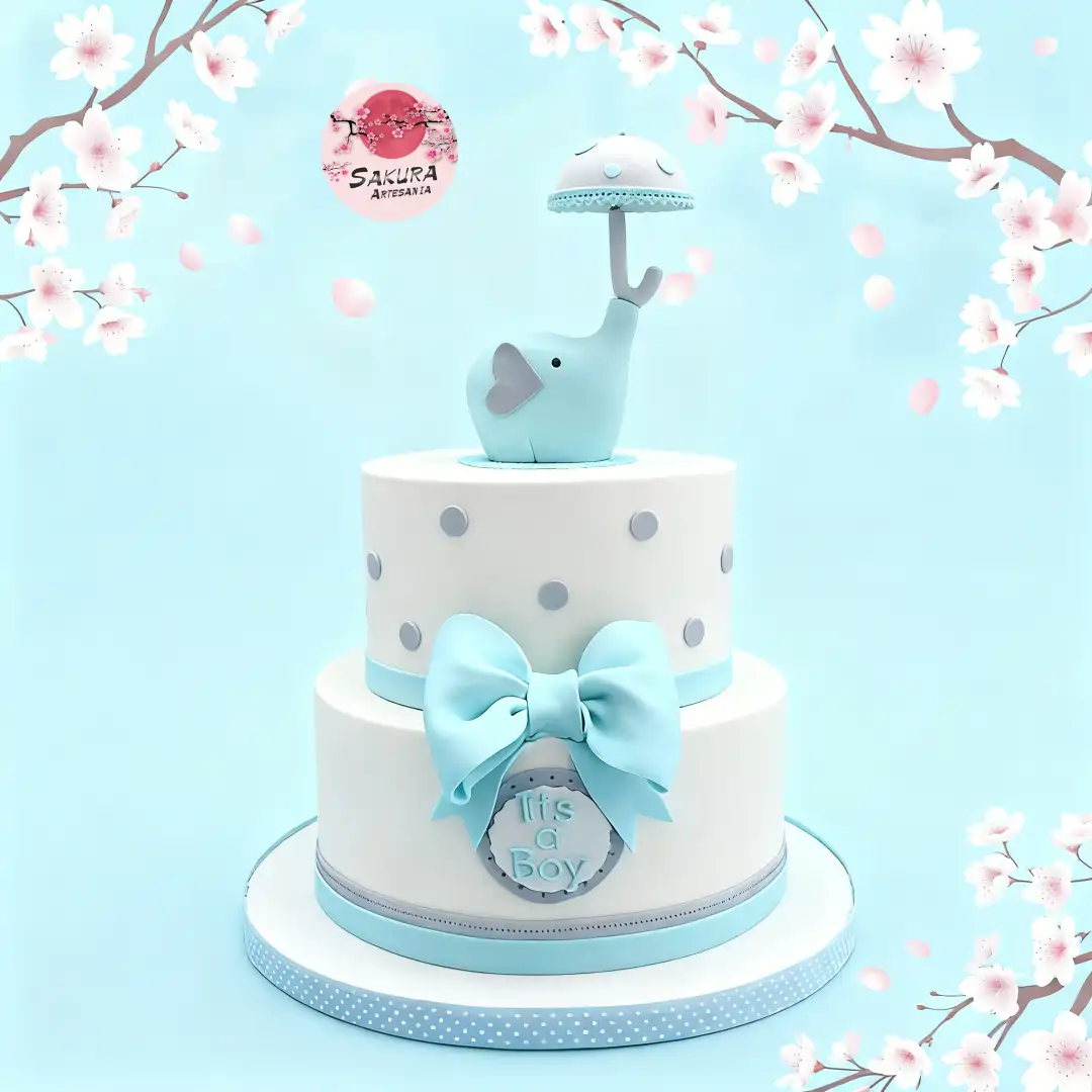 Torta baby shower dos pisos elefante
