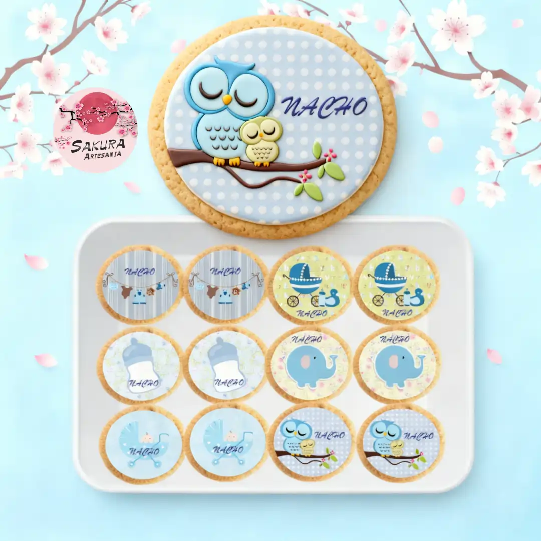 Galletas Baby Shower Niño pack x12