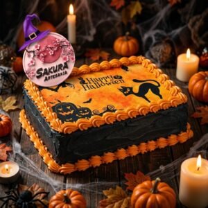 Torta Merengue y lamina Gato Negro Halloween