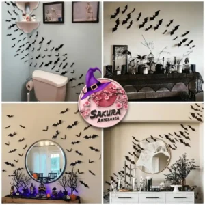 kit Halloween Decoracion Murciélagos 3d x30
