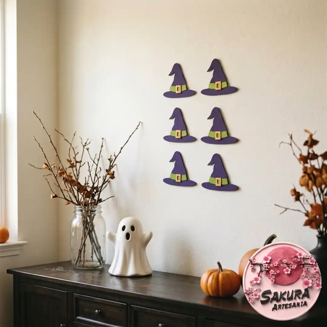 Apliques Galera bruja set x6 Halloween - Imagen 2