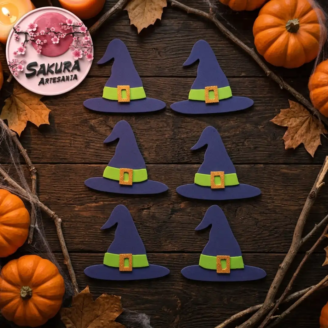 Apliques Galera bruja set x6 Halloween