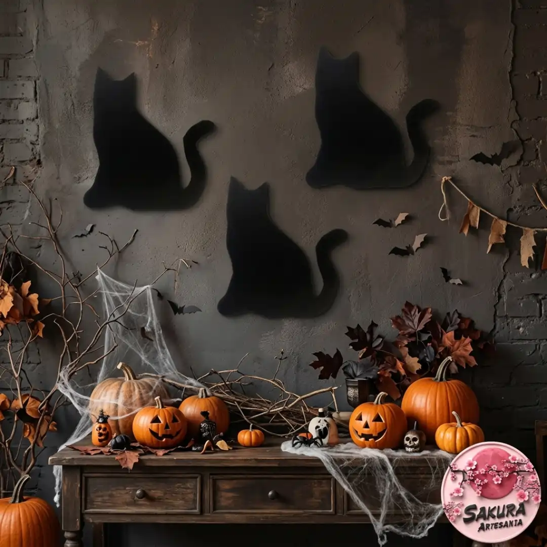Apliques Gato negro set x6 Halloween