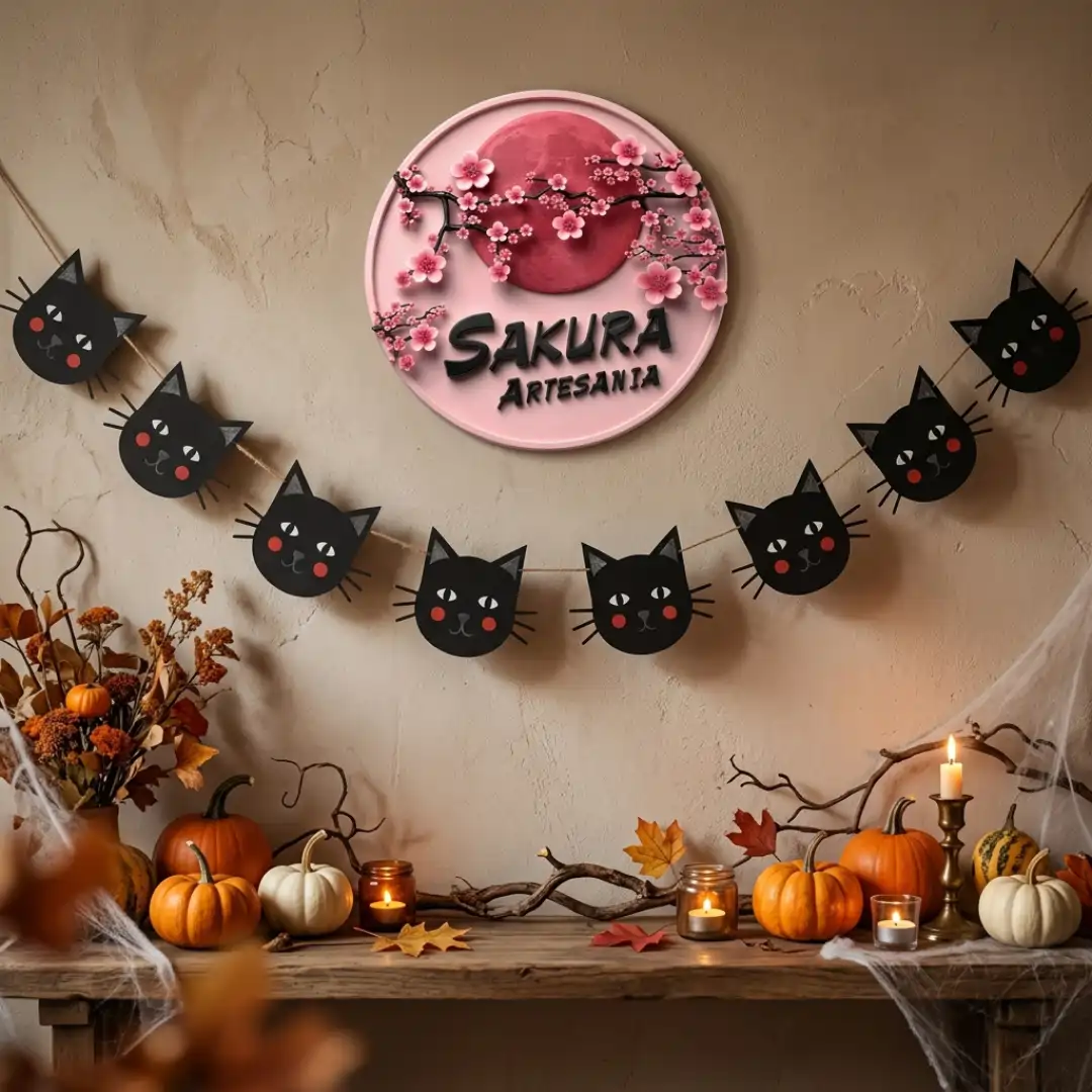 Guirnalda Gato negro Halloween
