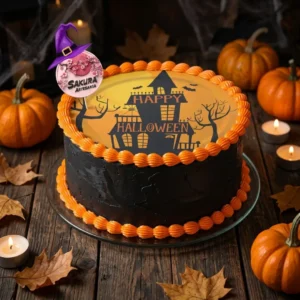 Torta Merengue y lamina Casa Embrujada Halloween
