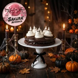 Torta Brownie fantasmas Halloween