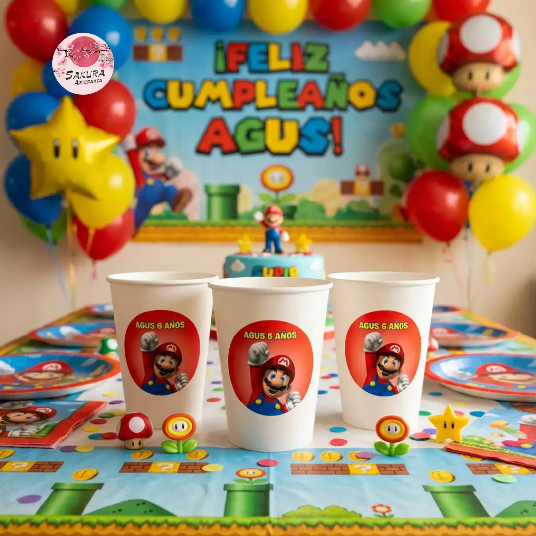 Vasos Mario Bros pack x10