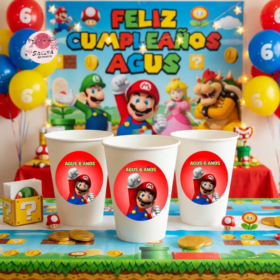 Vasos Mario Bros pack x10 - Imagen 2