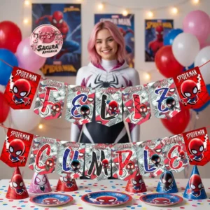 Spiderman Banderín Feliz cumple