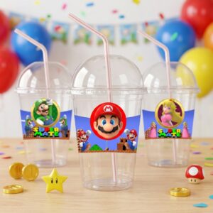 Mario bros Vasos con cupula x10 (Sorbitos de regalo)