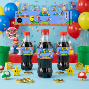 Mario Bros Etiquetas refrescos 250cc