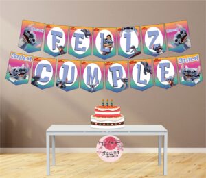 Stitch Live Action Banderín con Feliz cumple