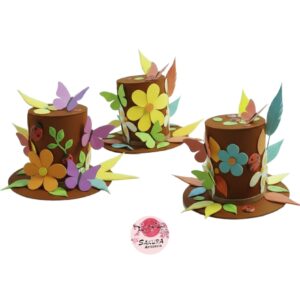 Galera Mariposas, flores, plumas Marron