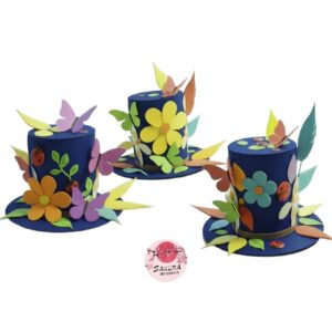 Galera Mariposas, flores, plumas Azules