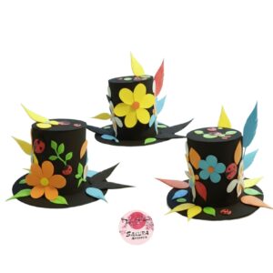 Galera Mariposas, flores, plumas Negras