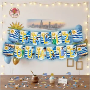 Uruguay Banderín con feliz cumple