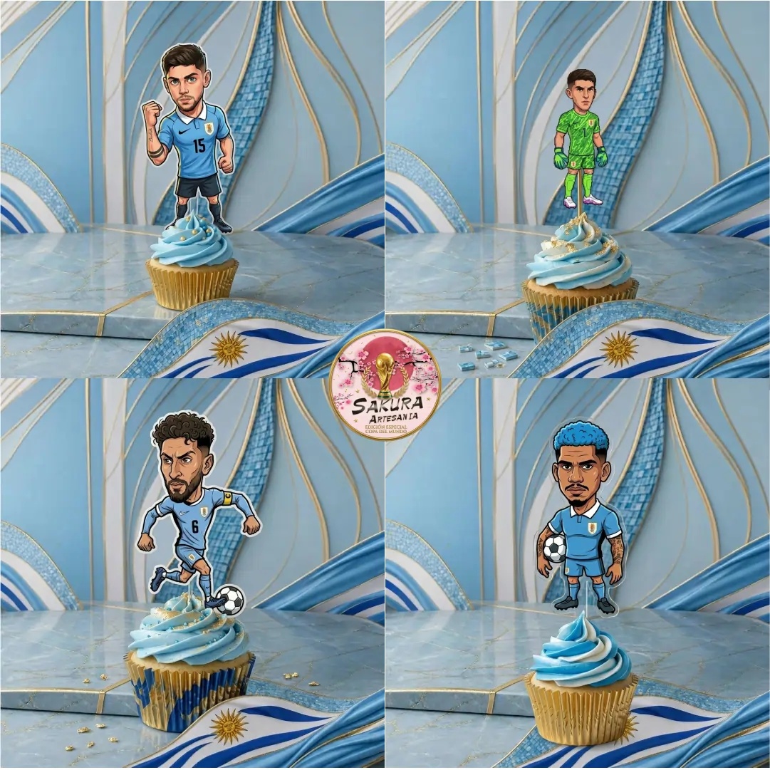 Pack Uruguay banderin+topper+cupcake topper - Imagen 4