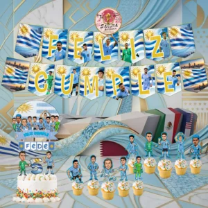 Pack Uruguay banderin+topper+cupcake topper