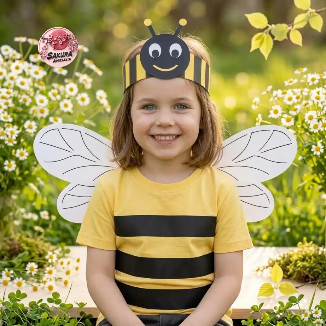 Abeja kit primavera Gorro+alas+tiras - Imagen 3